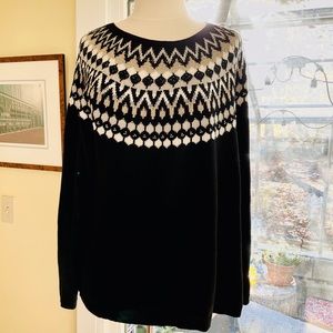 JJill Metallic Beaded Fair Isle Sweater XL NWOT